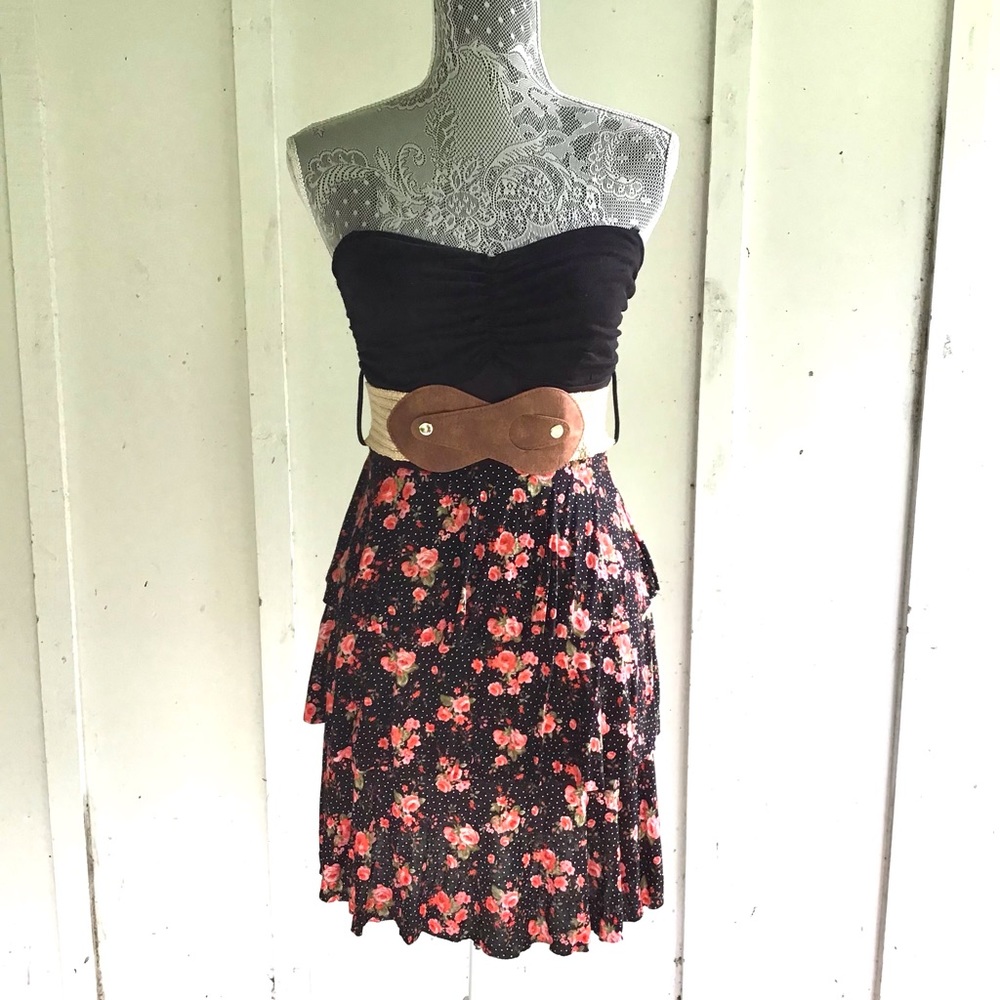 Deb Floral Strapless Pull-Over Floral Dress Size S
